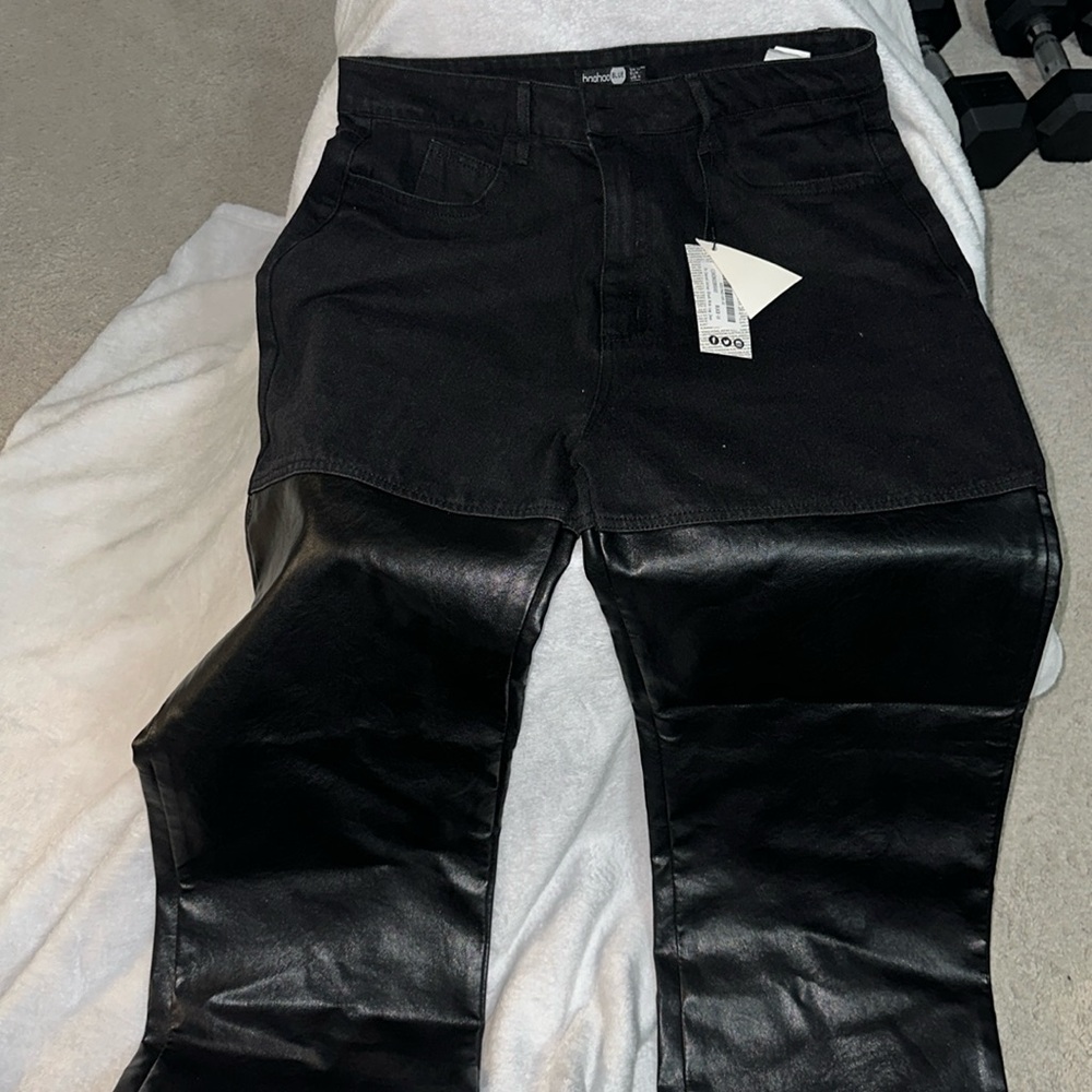 Boohoo Blue part leather like jeans